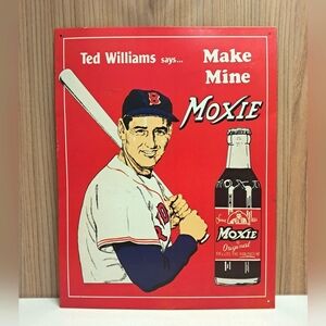 TED WILLIAMS MOXIE COLA TIN SIGN